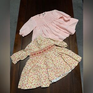 Girls' Pink Floral Smocked Dress Set